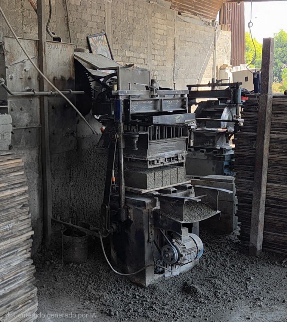 Máquina bloquera en la planta